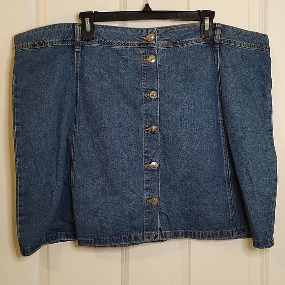 Divided by H&M Cotton Button Front Denim Skirt Size 22 - Picture 1 of 8